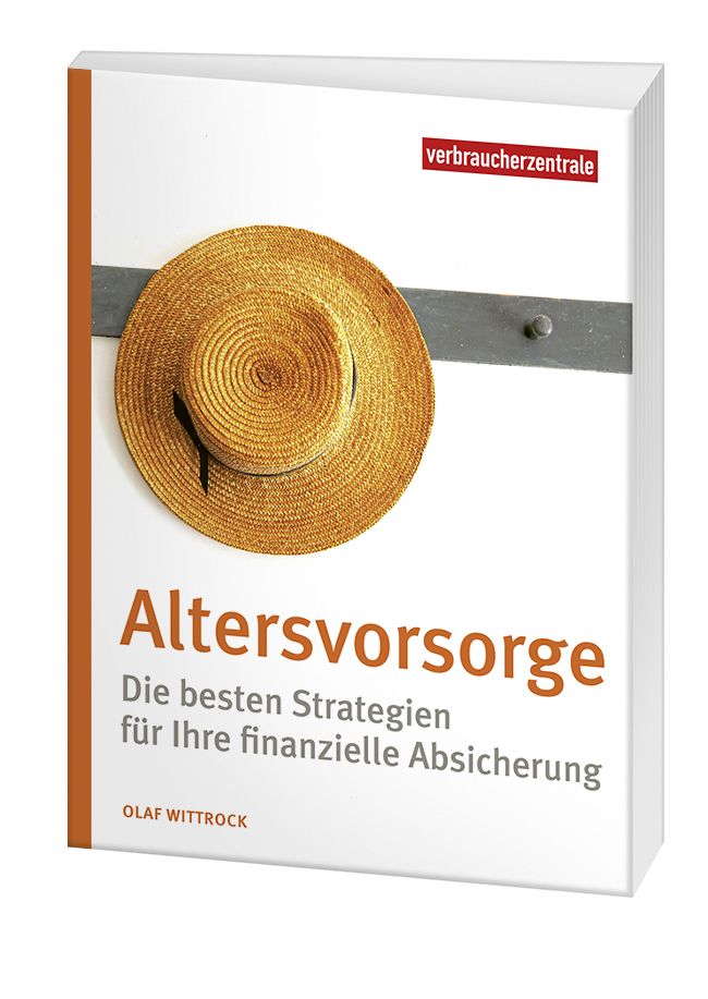 Cover des Ratgebers "Altersvorsorge": Vor einem weissen Hintergrund hängt ein Sommerstrohhut an einem Haken